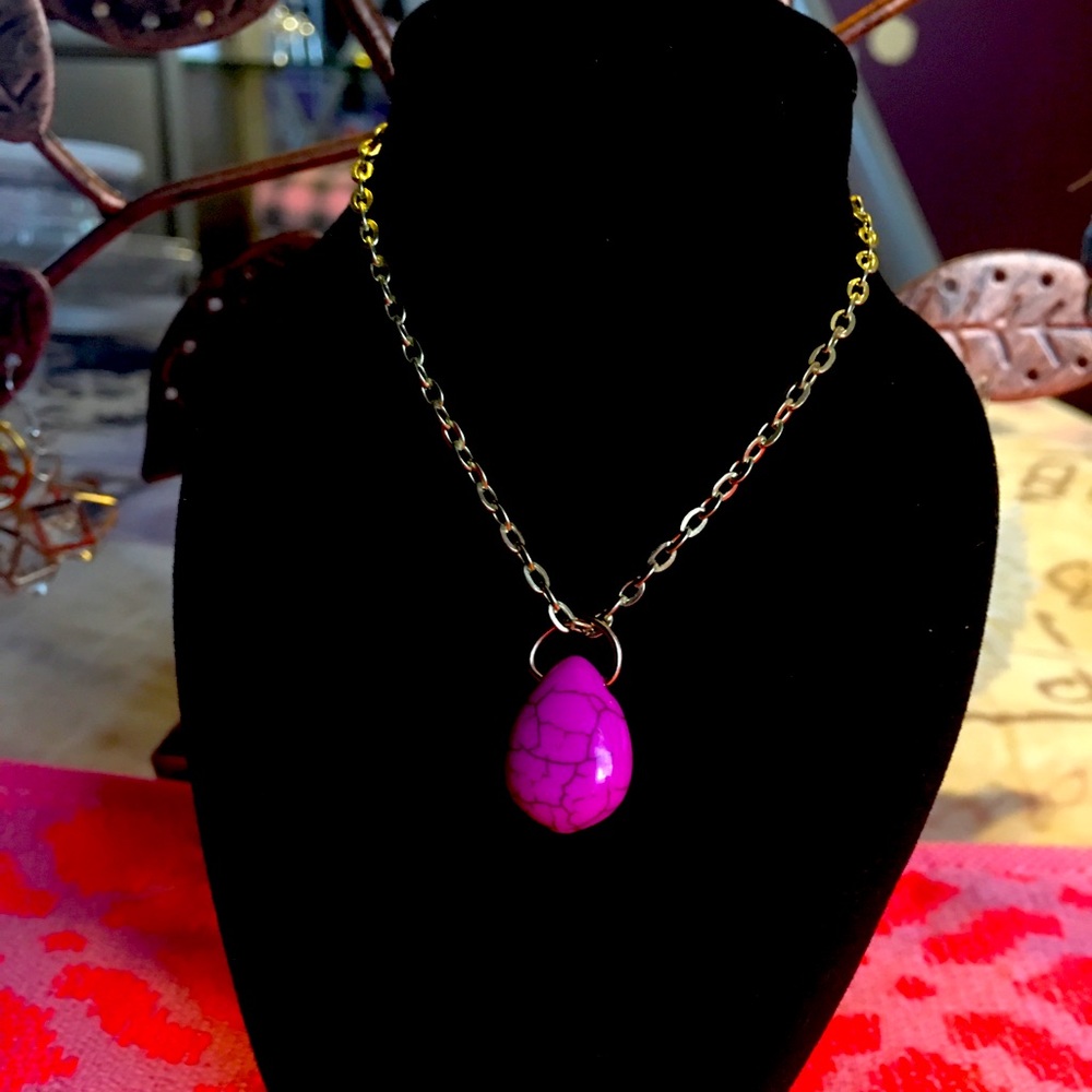 Pink Marble Charm Bracelet With Gold Chain